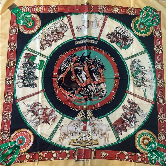 100% Authenic Hermes carre 90 Chevaux DE Trait scarf - Picture 7 of 14